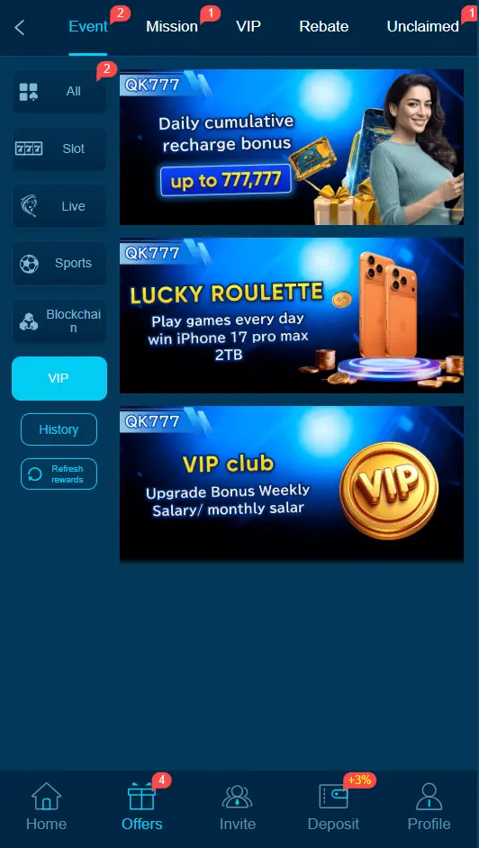 QK777 Bonuses