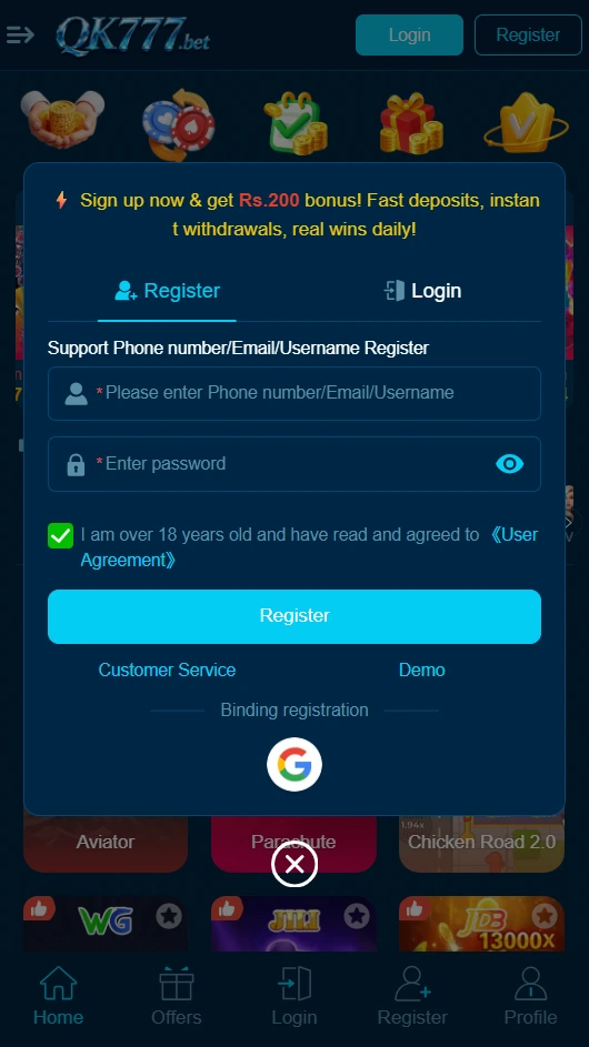 QK777 Registration